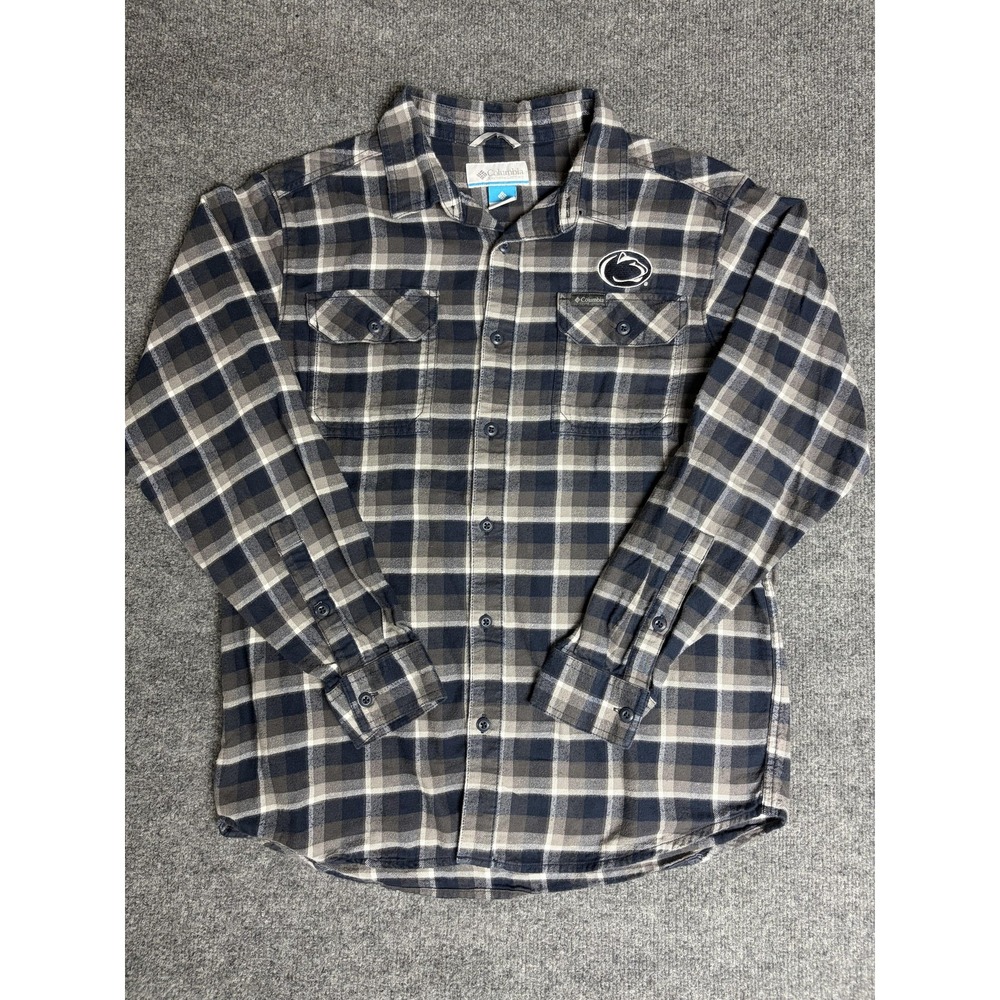 Penn State Nittany Lions Shirt Mens Medium Blue NCAA Football Columbia Flannel